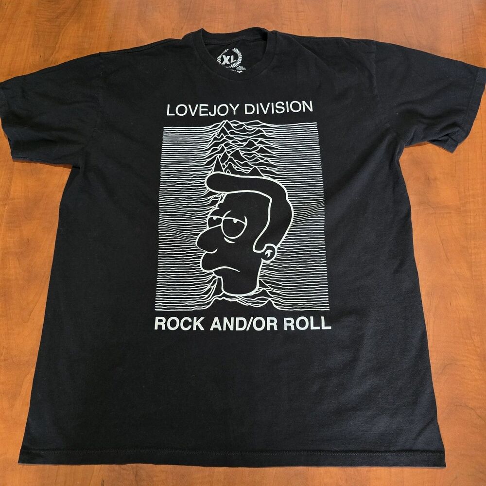 The Simpsons Reverend Lovejoy x Joy Division Unknown Pleasures Graphic Tee XL